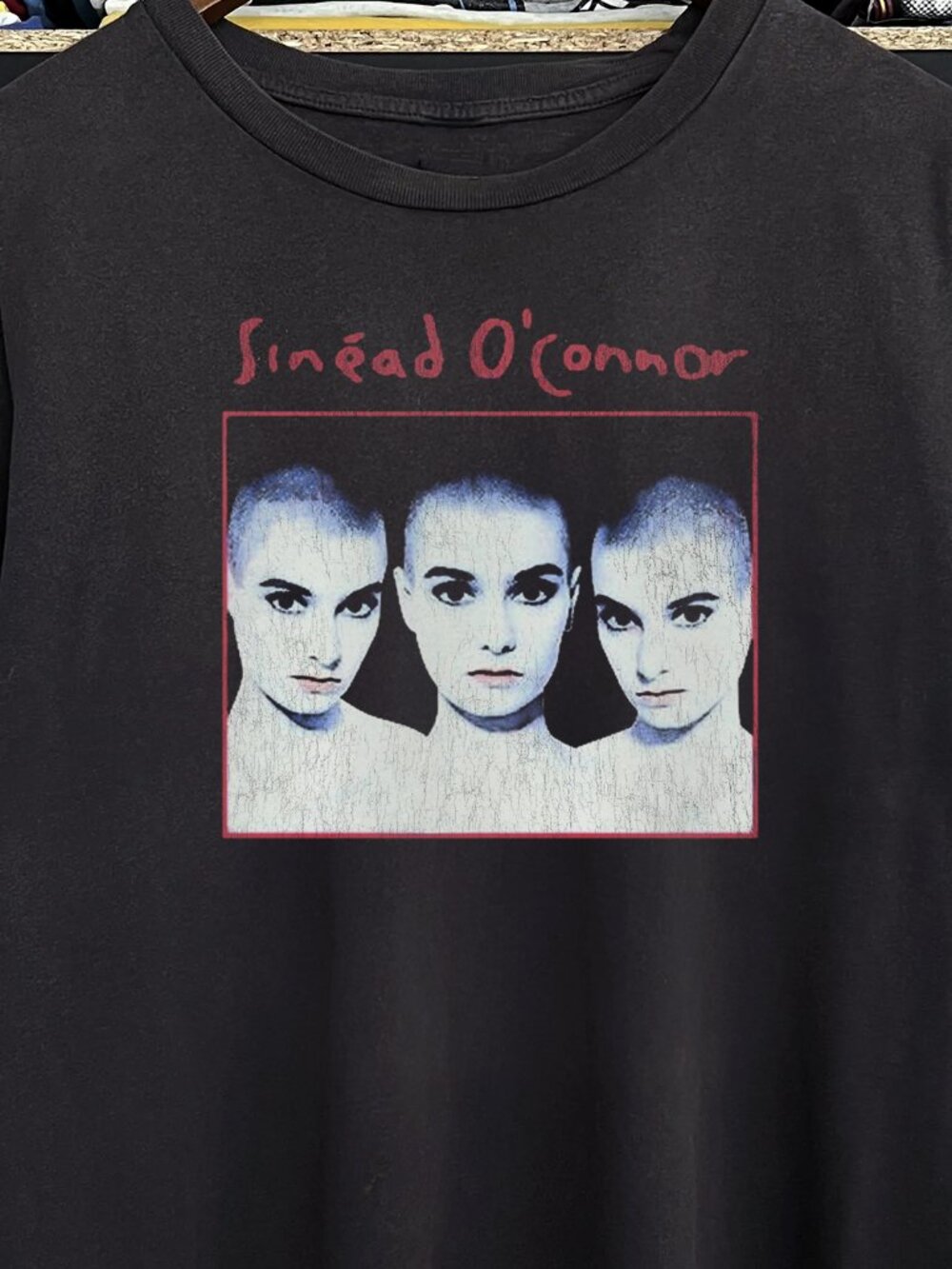 90s Rare Sinead OConnor Washed Black Tee - Picture 2 of 5